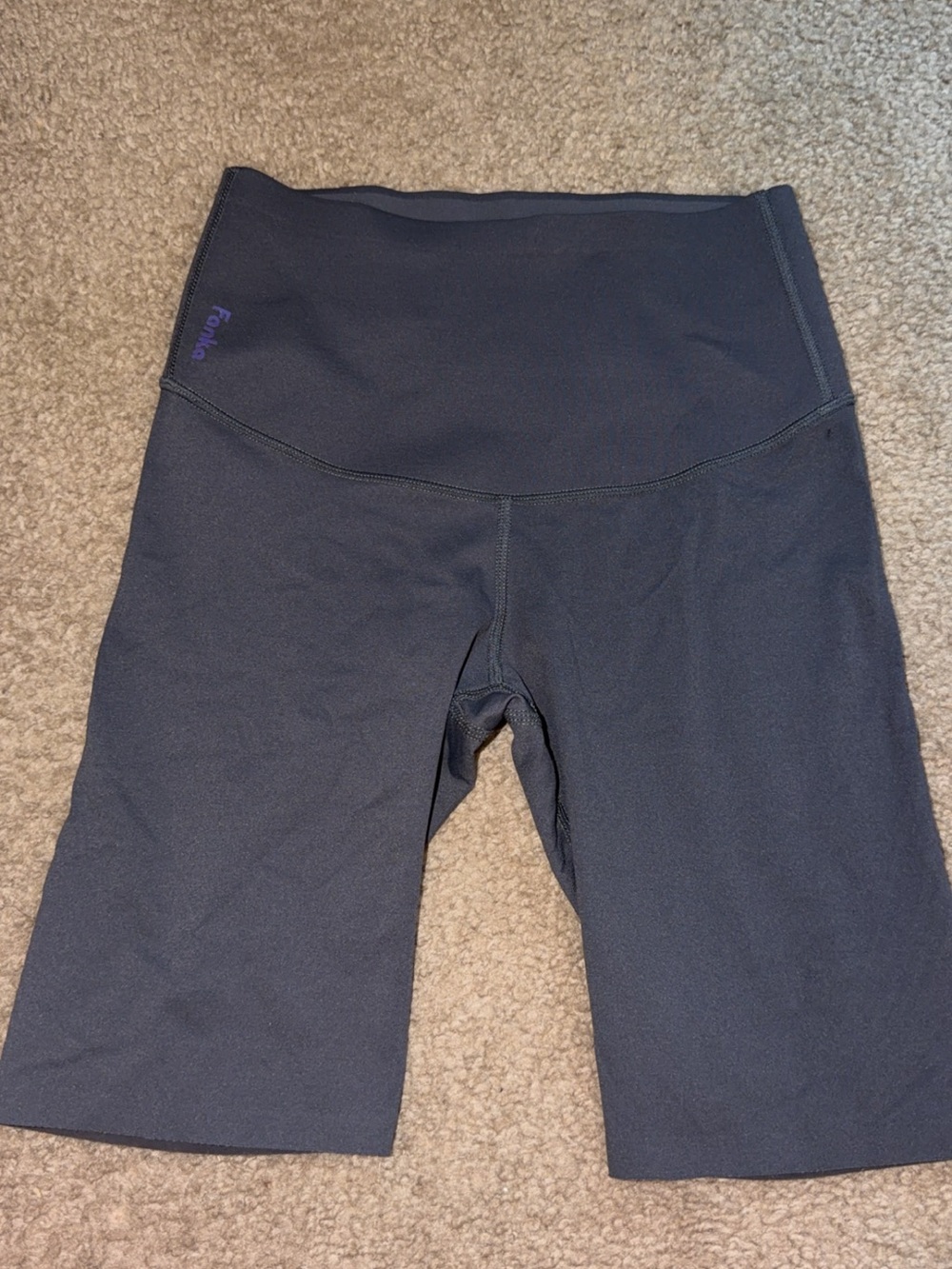 High-Rise Charcoal Bike Shorts with Subtle Logo